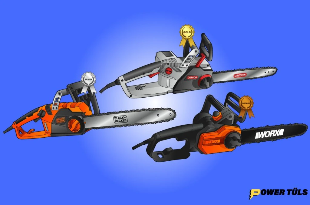 illustration of electric cordless chainsaws