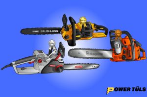 three small light weight chainsaws