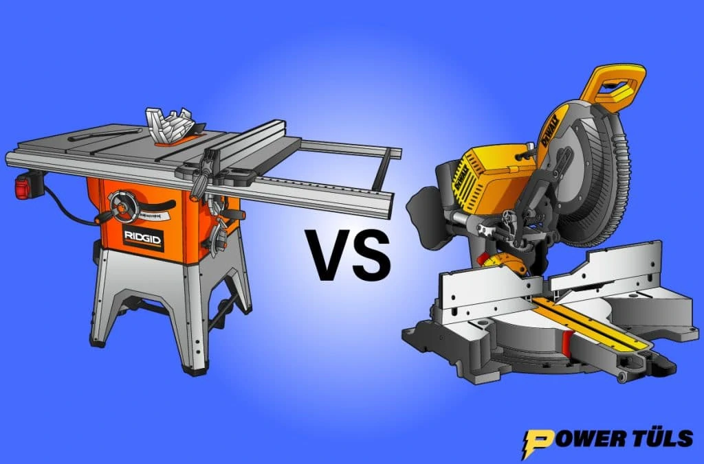 a table saw and miter saw side by side