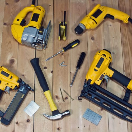 A collection of Dewalt power tools